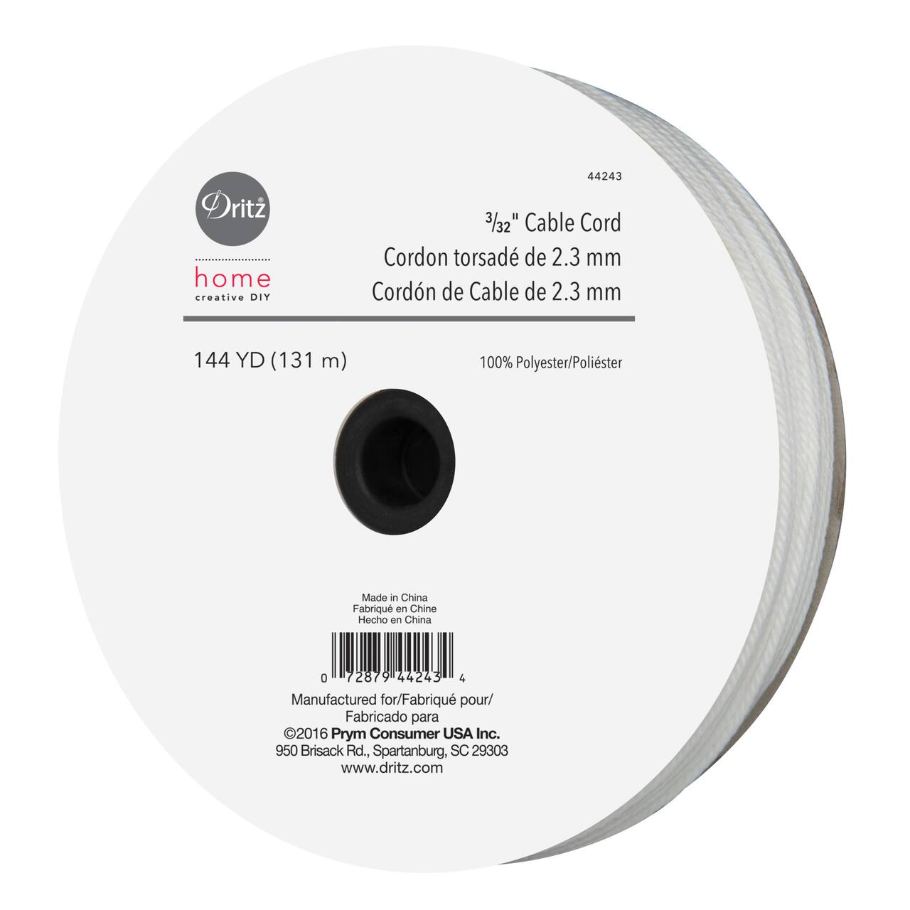 Dritz® Home White Polyester 3/32" Cable Cord, 144yd.